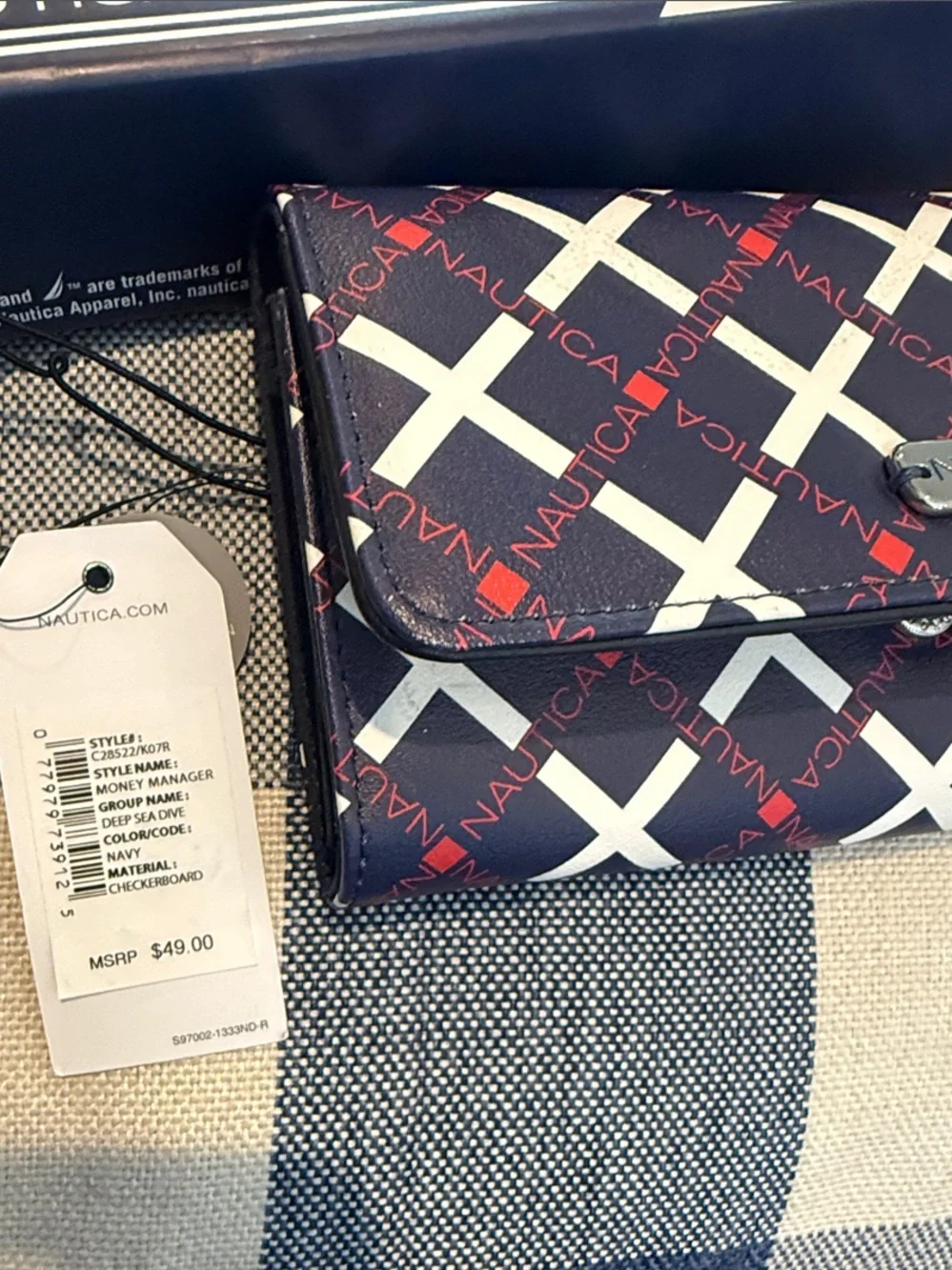 Nautica Navy, White & Red Men's Wallet with Geometric Print